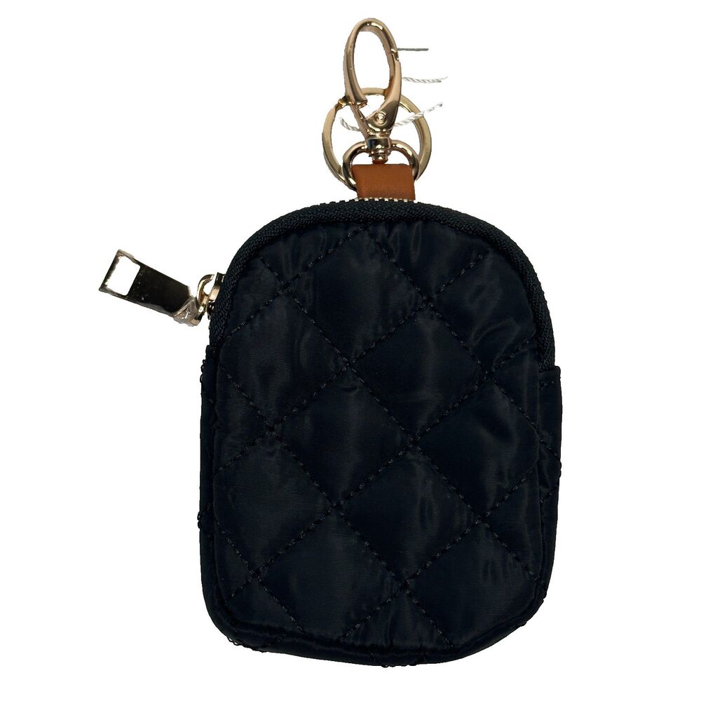 Pretty Simple Gigi Quilted Nylon Clip-On Pouch Black Gold Hardware NWT